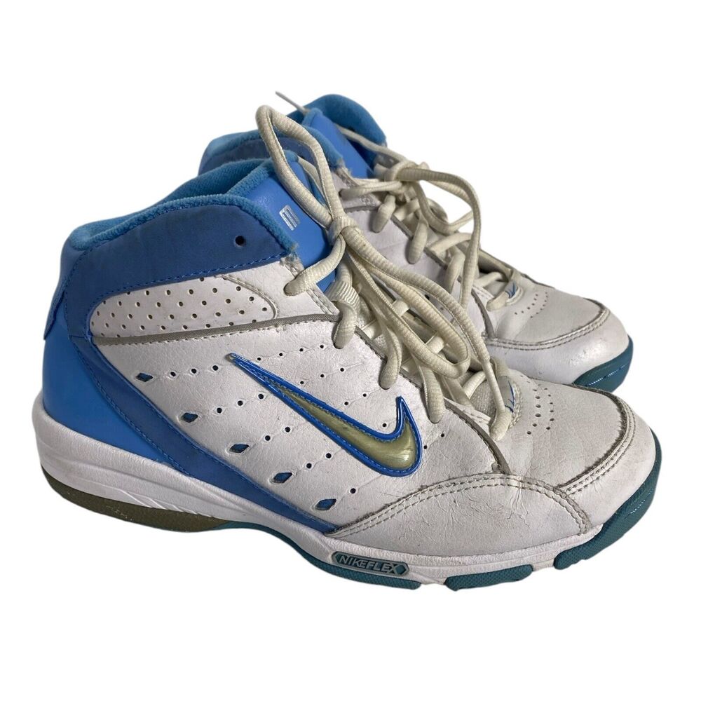 Nike Uptempo High Top Sneakers Size 5.5YWhite\Powder Blue Leather Nikeflex SU
